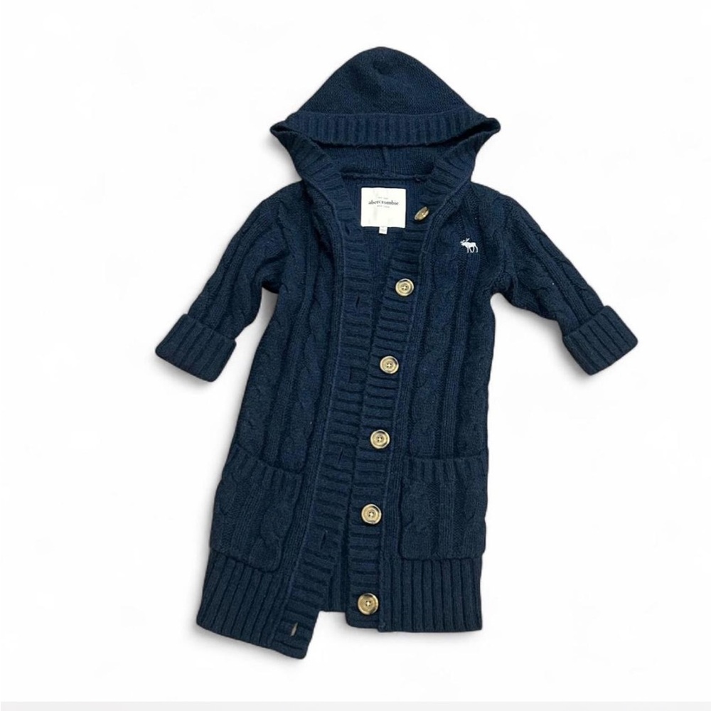 Abercrombie & Fitch Dark Navy Hooded Cable Knit Cardigan